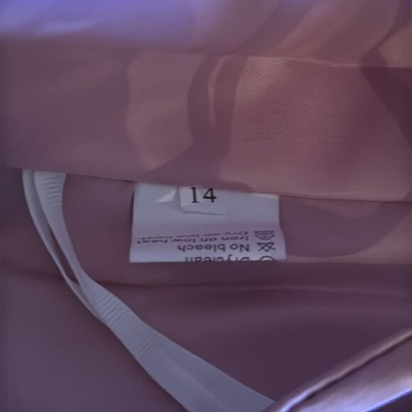 Pink Full Length Prom Party Dress Criss Cross Back Straps Leg Slit Size 14 NEW - Picture 8 of 11